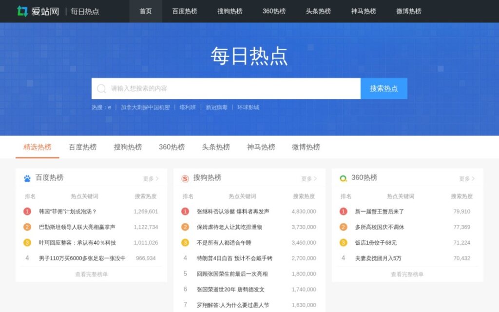 每日热点 - 爱站网